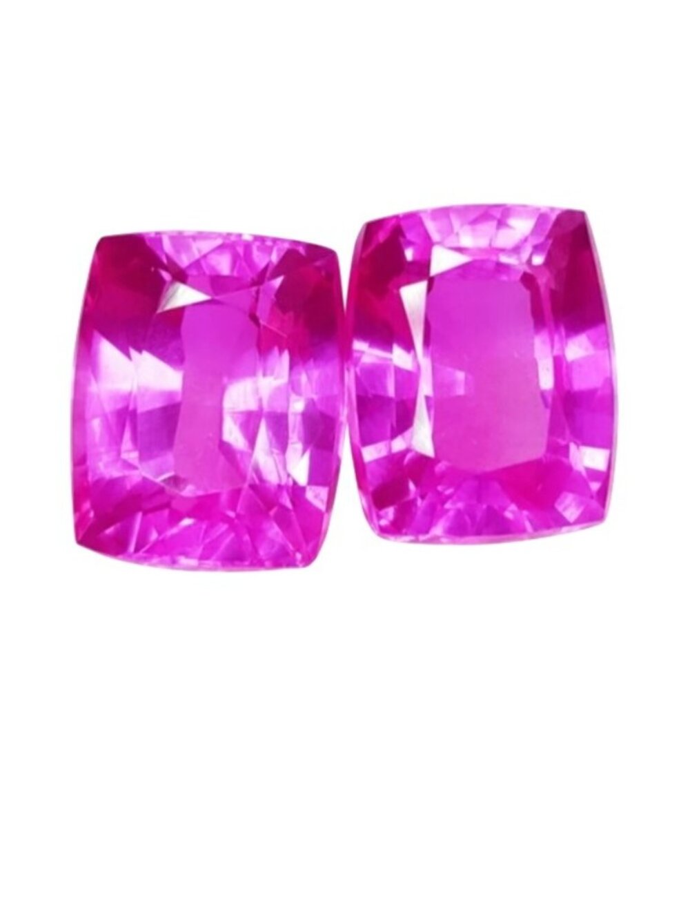 Pair Natural Light Pink Cushion Sapphires 10.22 + 10.67 Cts. GIL Certified